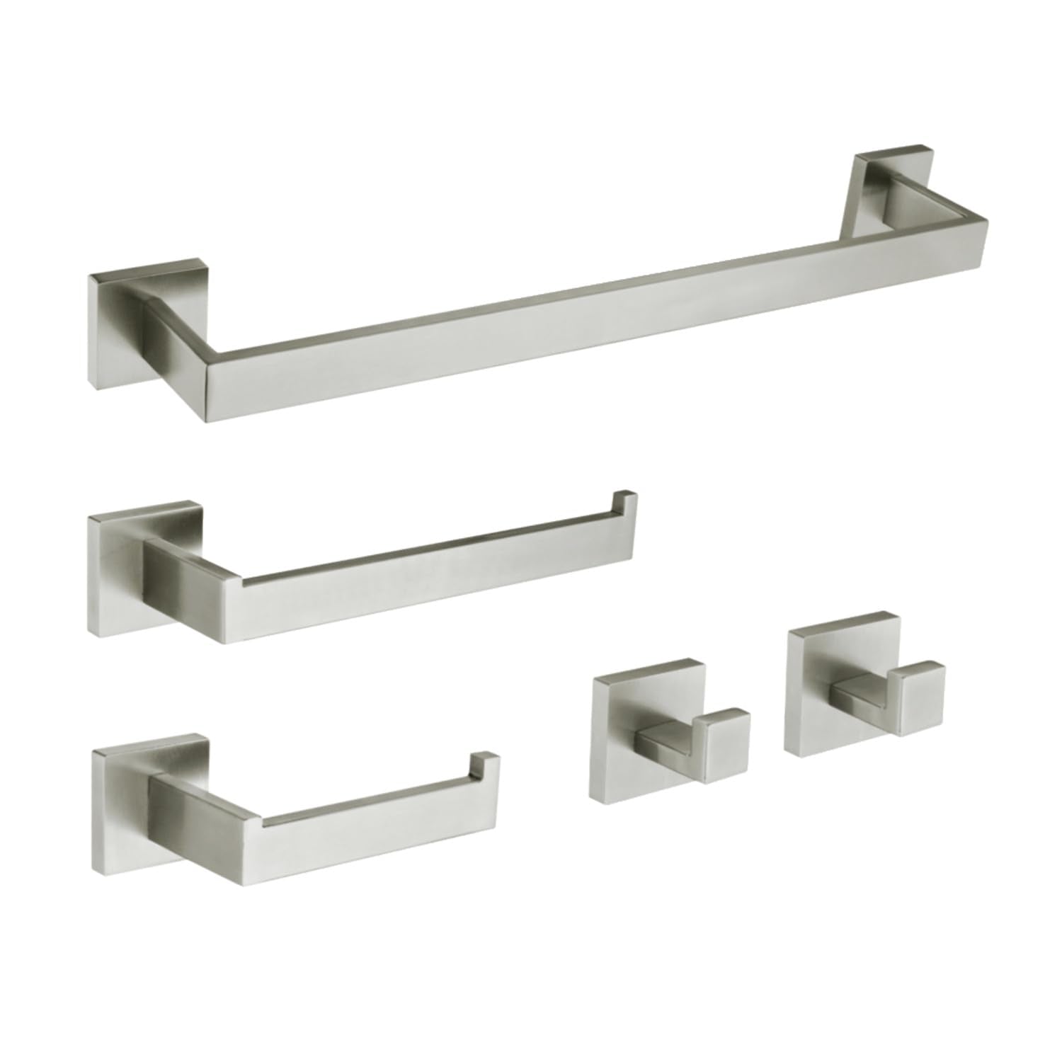Kingston Brass Bahk6024778Bn Lasdun 5-Piece Bathroom Accessory Set, Brushed Nickel Towel-Bars, 20-3/16'' (L) X 2-3/16'' (W) X 3-