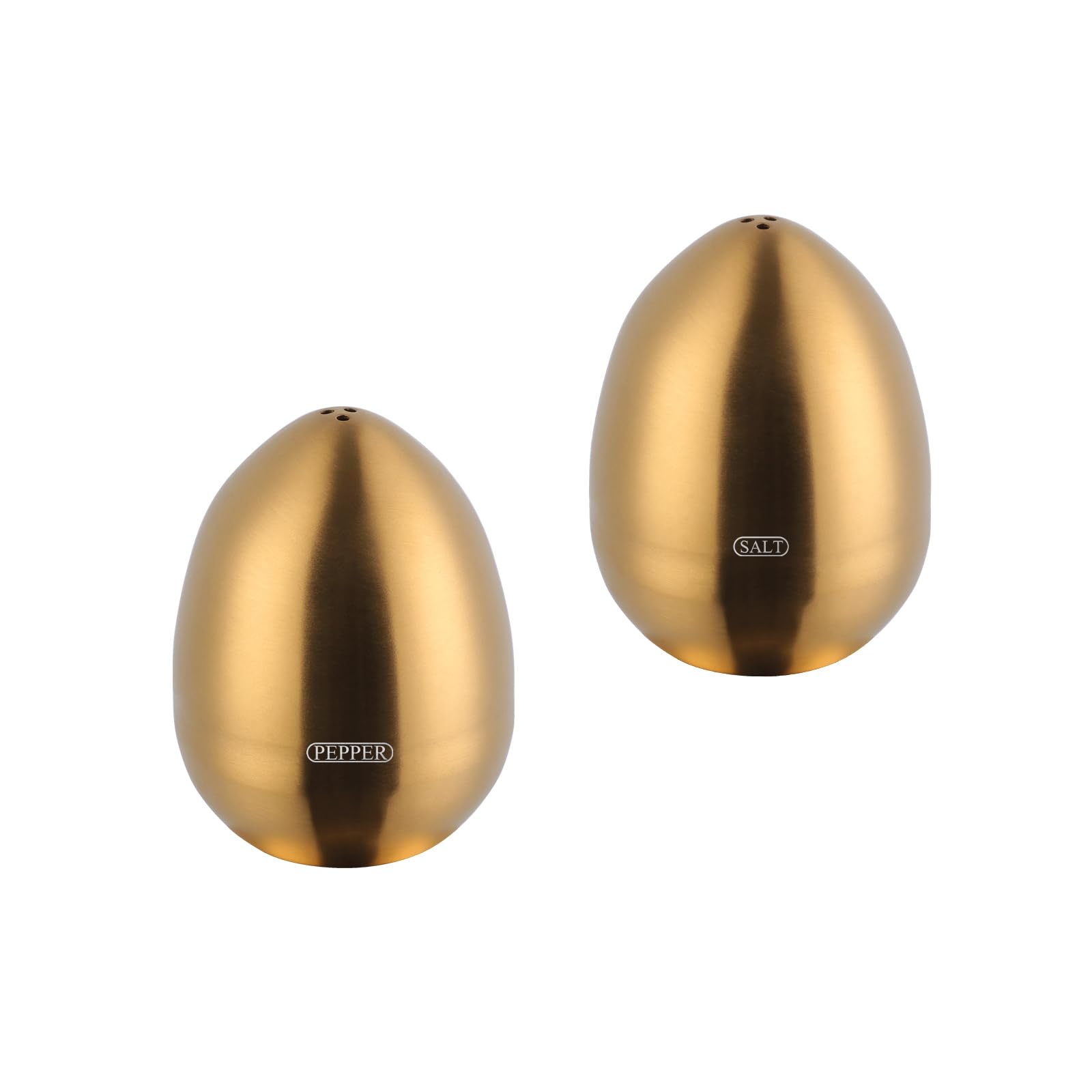 2-Piece Set Gold Salt Pepper Shakers, Cute Egg Shape Stainless Steel Condiment Jar For Home And Kitchen Utensils, Comfortable An