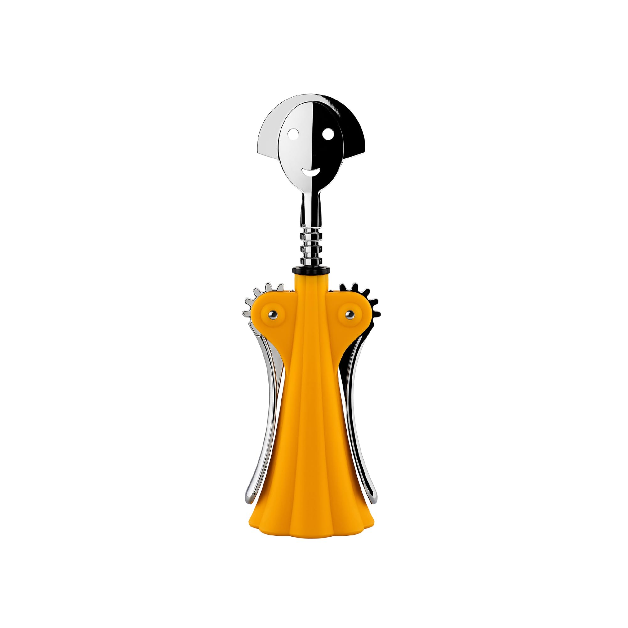 Alessi Anna G. AM01 DY - Design Corkscrew, in Thermoplastic Resin and Chrome-Plated Zamak, Yellow