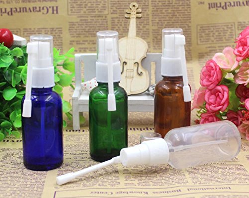 2Pcs 30Ml / 1Oz Brown Glass Empty Refillable 360 Degree Rotation Spray Nasal Bottle Sprayer Container For Water Cleaning Wash Ma