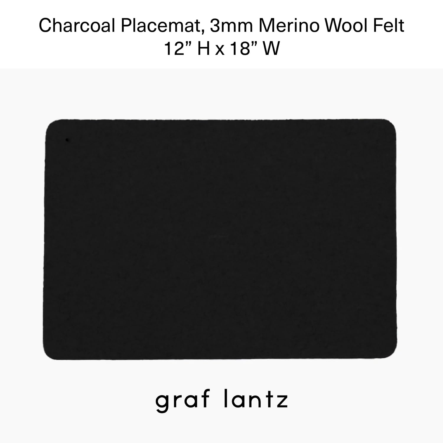 Graf Lantz - Merino Wool Rectangle Placemat - Charcoal (12'' H X 18'' W) - 3Mm Merino Wool Felt Table Mat - Moisture Wicking - O