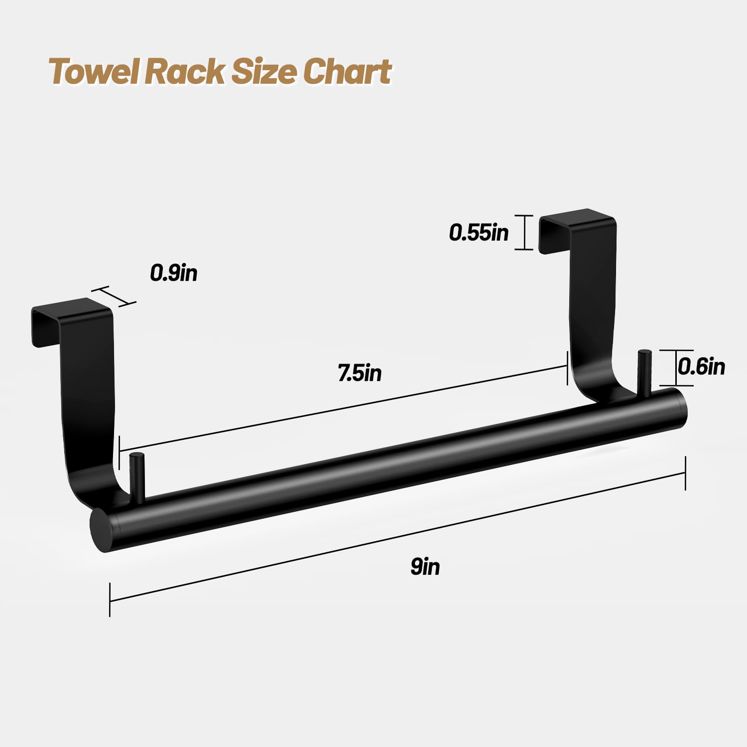Vehhe Kitchen Towel Holder-2Pcs, 9-Inches, Dish Towel Holder With 2 Hooks, Over Cabinet Towel Bar With Eva Foam Pads, Over The D