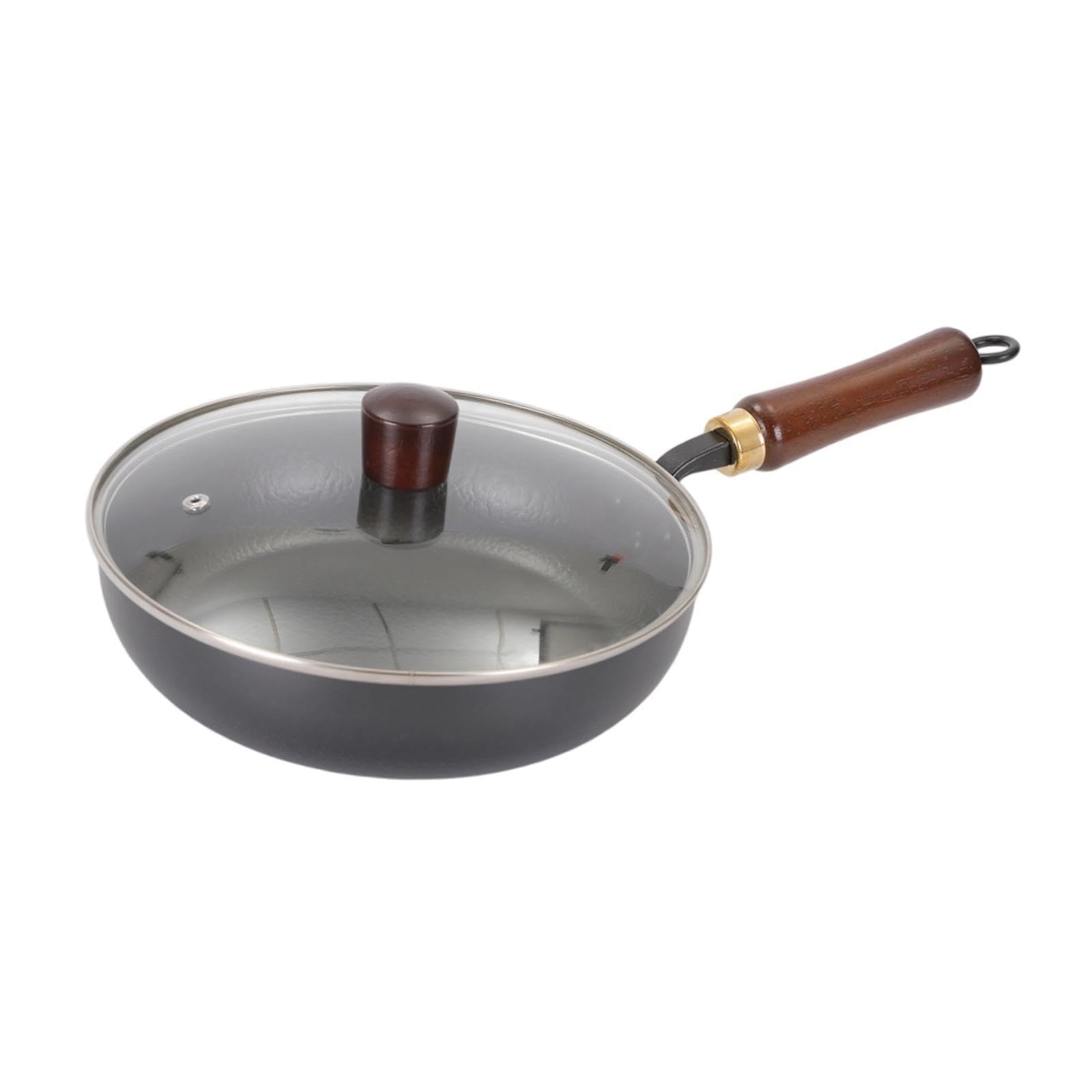 Zoomella Iron Wok Frying Pot Cookware Suitable For All Stoves No Coating Stir Fry Pan Diameter 24Cm With Lid|Home & Garden|Home 