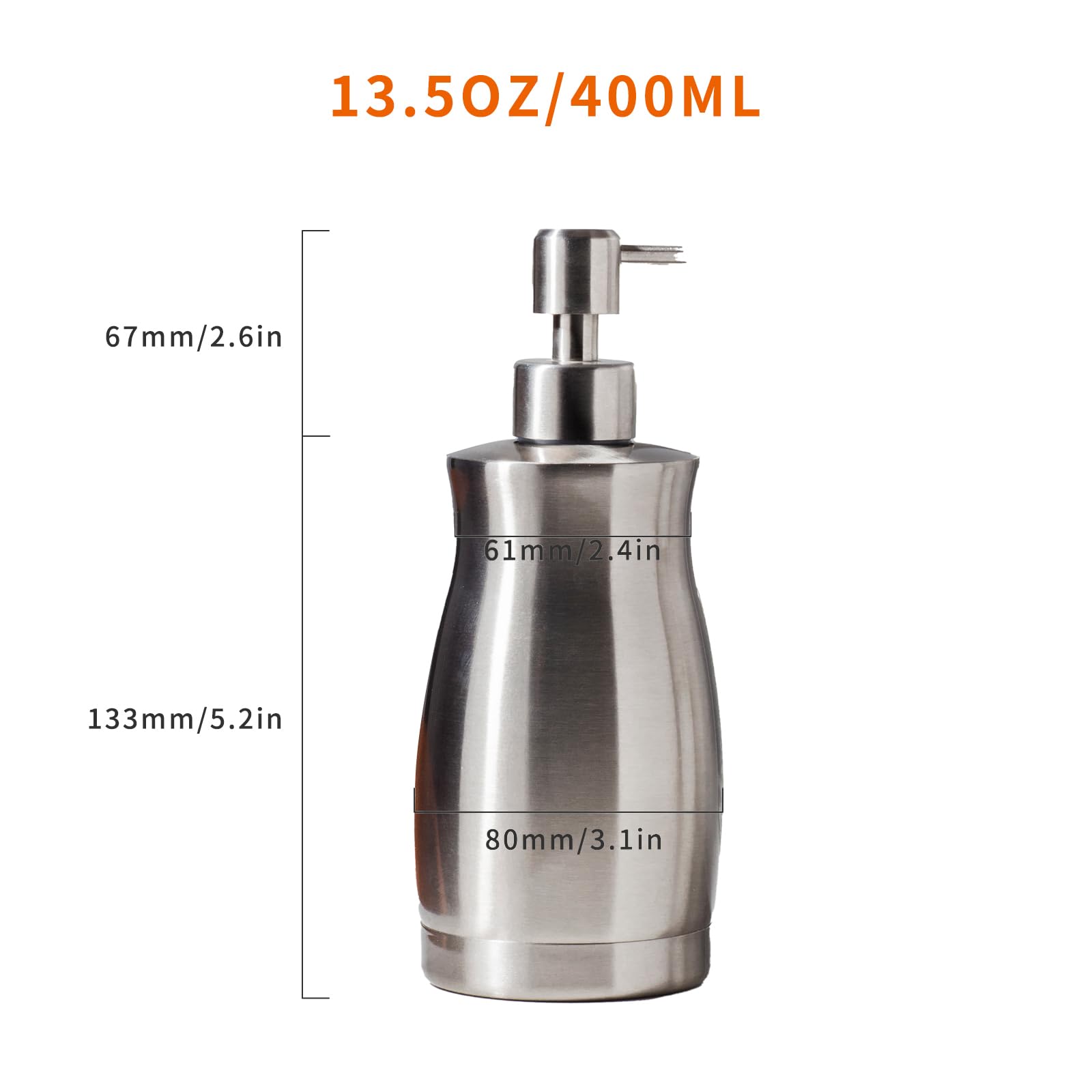 Zebeyima Brushed Stainless Steel Countertop Soap Dispenser Rust And Leak Resistant Hand Soap Pump With Funnel For Kitchen Counte