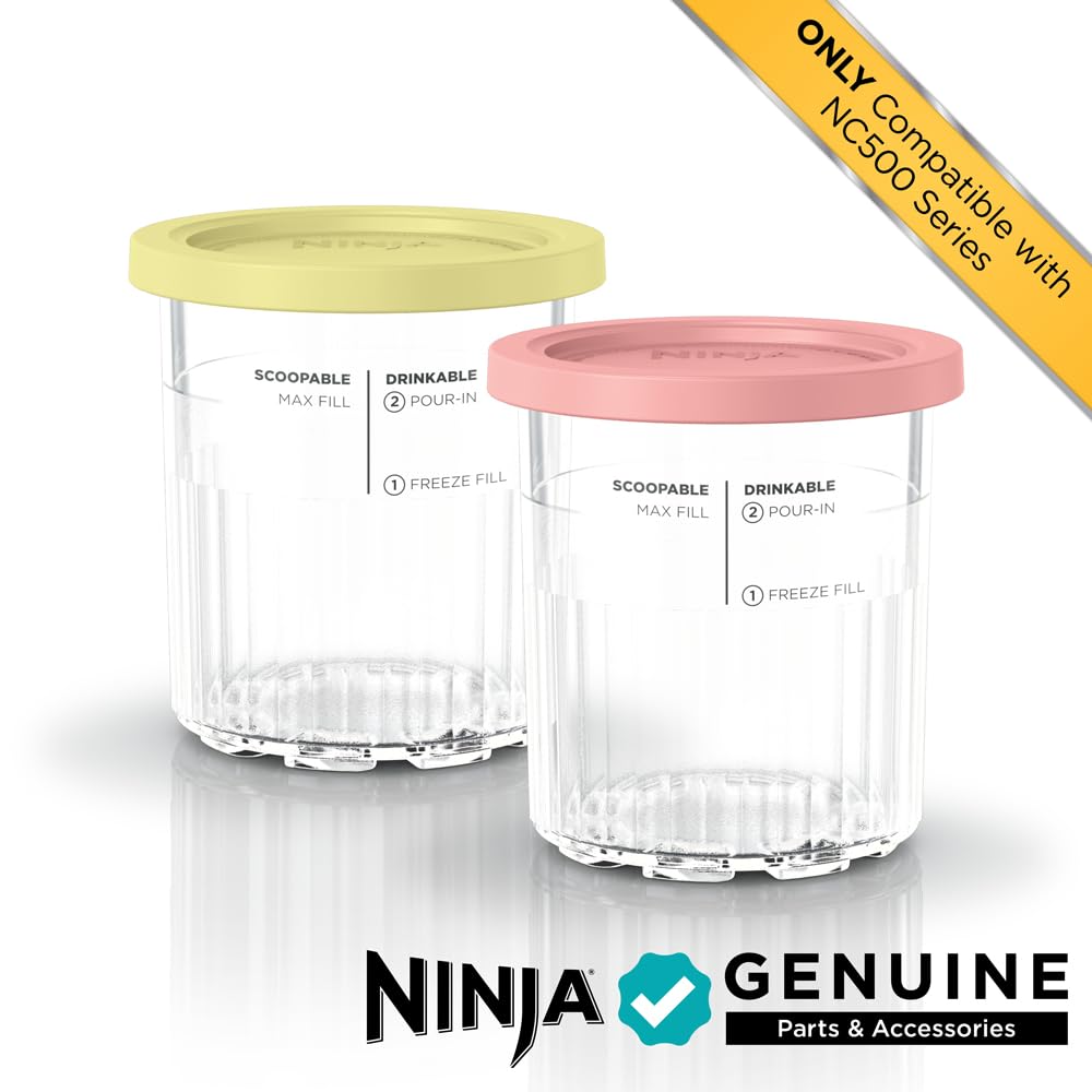 Ninja Creami Deluxe Pints 2 Pack, Compatible With Nc500 Series Creami Deluxe Ice Cream Makers, Genuine Ninja Pint, Bpa-Free & Di