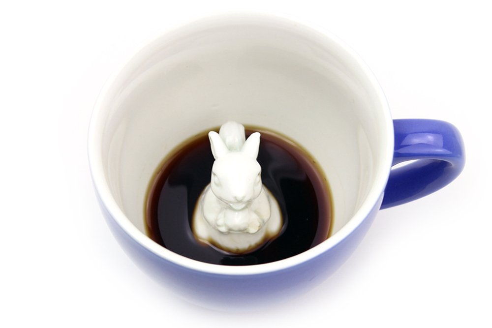 Creature Cups SQUIRREL Ceramic Cup (11 Ounce, Cobalt Blue) - Hidden 3D Woodland Critter Inside Mug Emerges As You Drink - Holida