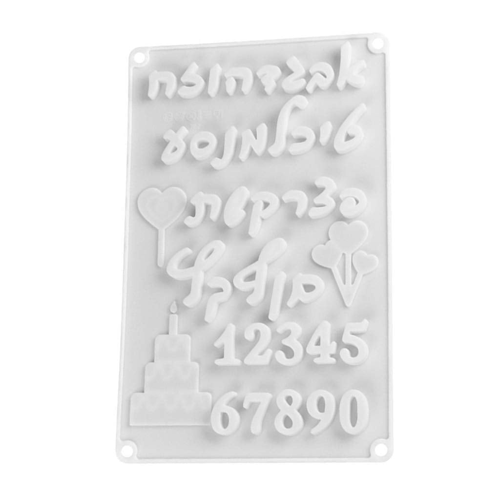 HYROOY Digital Symbol Cake Mold Silicone Baking Cake Mold Hebrew Letters Silicone Mold Arabic Numbers Fondant Cake Decor Silicon