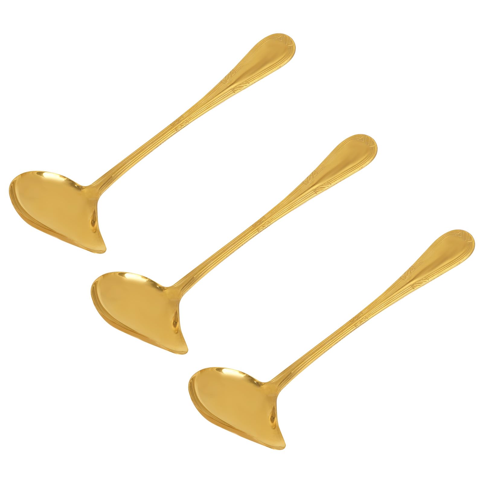 3pcs Sauce Ladle with Pouring Spout, GoldColored Stainless Steel Gravy Pour Ladle Spoon Sauce Drizzle Metal Punch Spoon with Sp