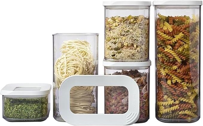 Seafrrzios Acrylic Airtight Kitchen Containers, Stackable Jar, Modular Storage, Pantry Organiser, Fridge & Dishwasher Safe, Stai
