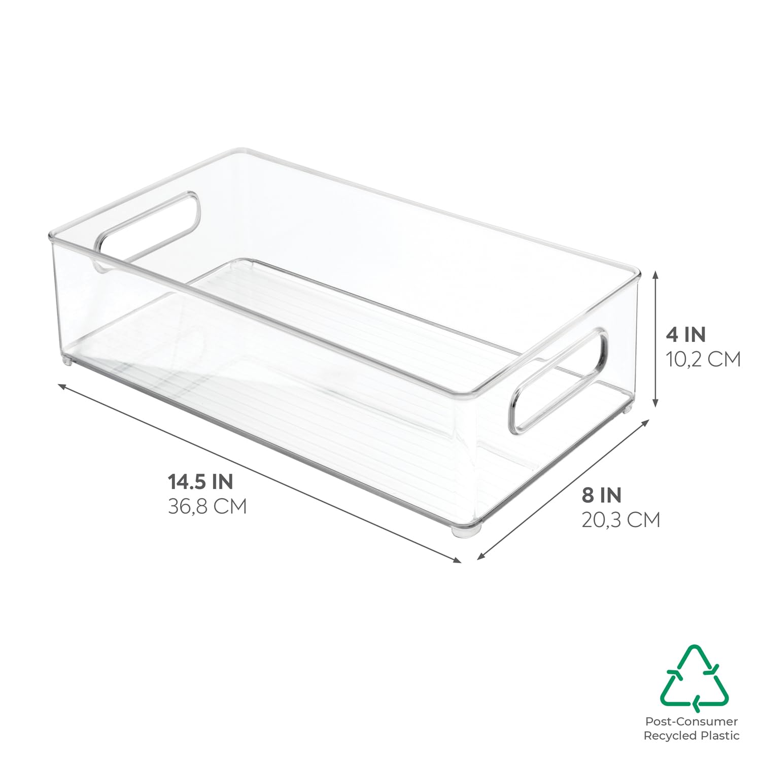 Idesign Plastic Portable Deep Storage Bin With Handles For Organizing Refrigerator, Freezer, Pantry, Bpa-Free,8'' X 4'' X 14.5''