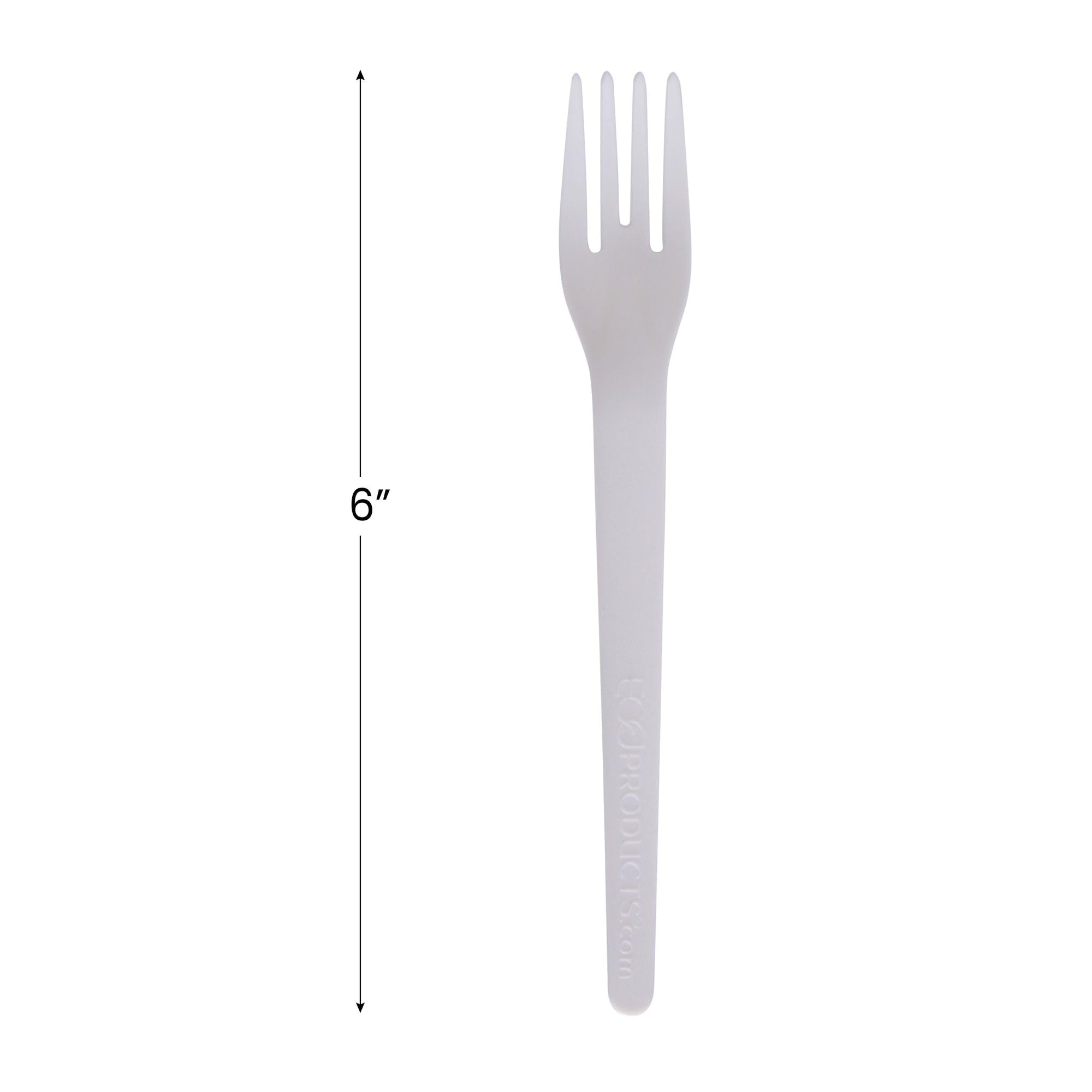 Eco-Products Plantware Disposable Compostable Pla Plastic Utensil Cutlery, 6'' Fork, White, Case Of 1000