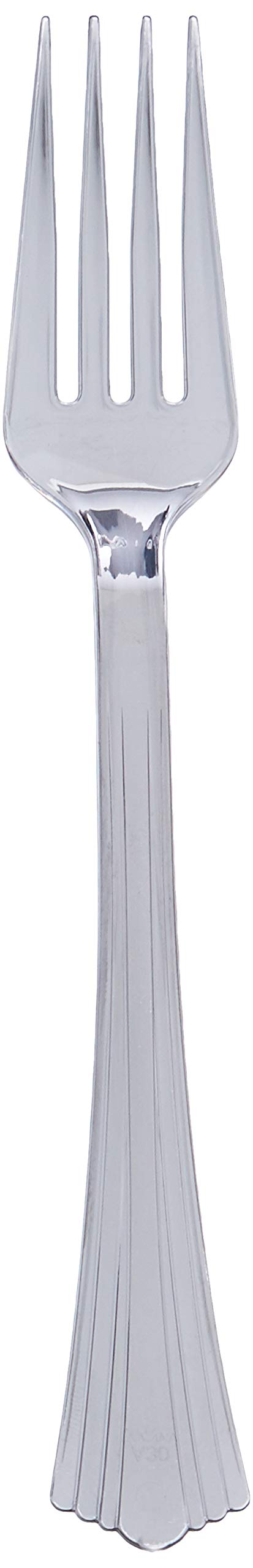 Wna Reflections Heavyweight Plastic Utensils, Fork, Silver, 7'', 40/Pack