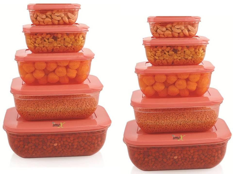 Imox Store Well 5 Pcs Multi Purpose Plastic Container For Kitchen Refrigerator, Combo Fridge Containers Set  (Elliptical 150 M