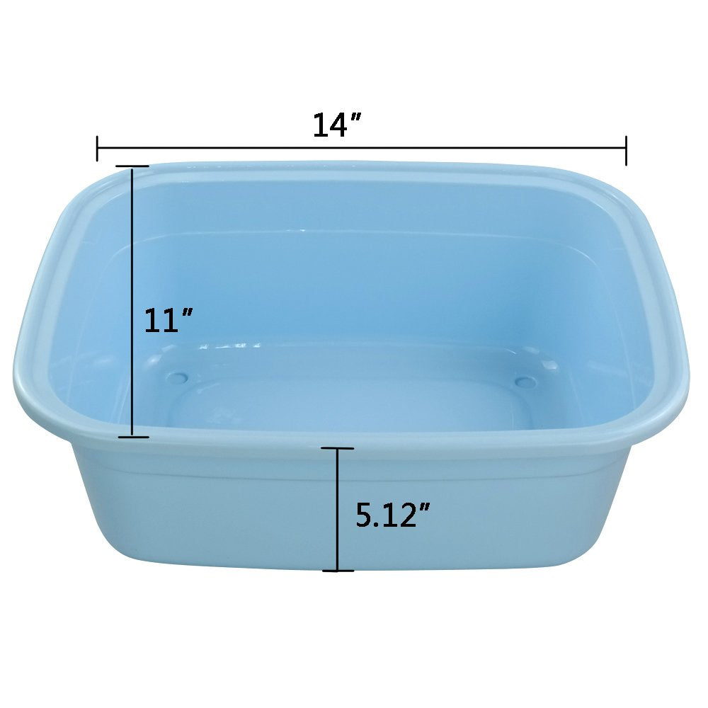 Nicesh 4-Pack Plastic Dishpan, 12 Quart Kitchen Wash Bin, Blue