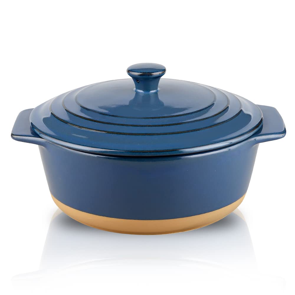 Hvh Ceramic Casserole Dish With Lid Oven Safe, 2 Quart Round Casserole Dish Set, 9 Inches Round Baking Dish With Lid Oven Safe,