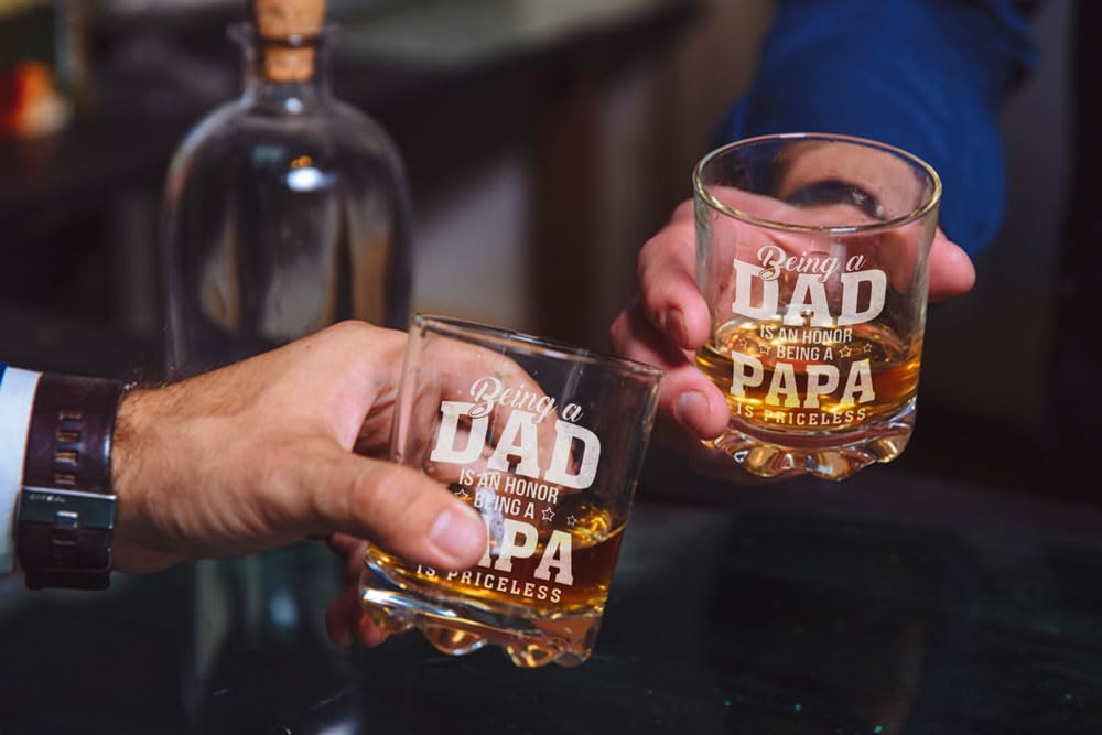 BETHEGIFT Father s Day Gifts for Dad - Papa Gifts for Fathers Day, Birthday, Christmas - Ideas Papa Rock Glass 10.25oz