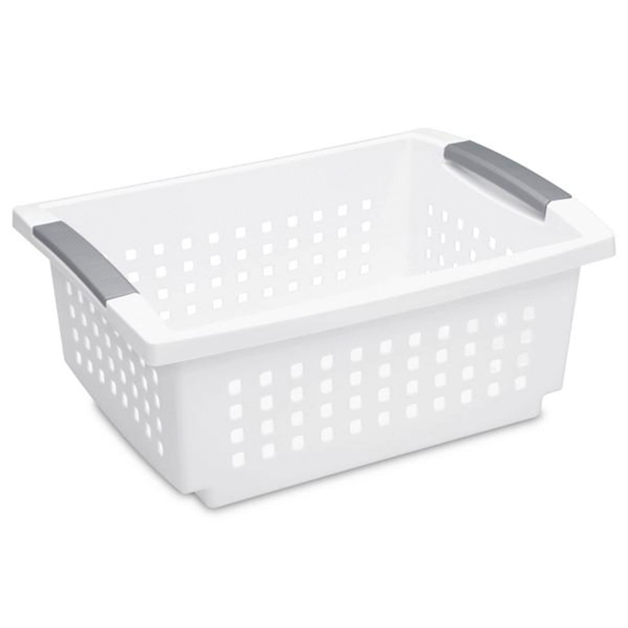 Sterilite Stackable Storage Bin And Organization Basket With Flip Down Accent Rails For Home And Household Organization, Medium,