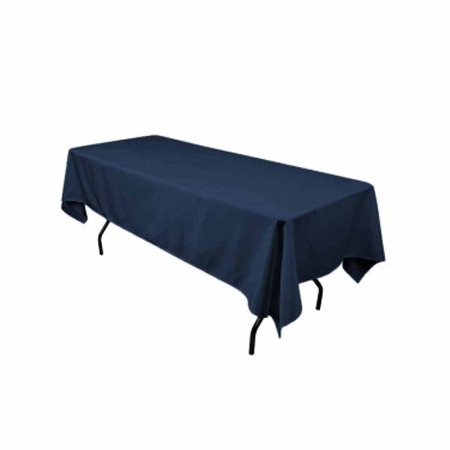 New Creations Fabric & Foam Inc, 60 Wide by 120 Long Rectangular Polyester Poplin Tablecloth, Navy Blue
