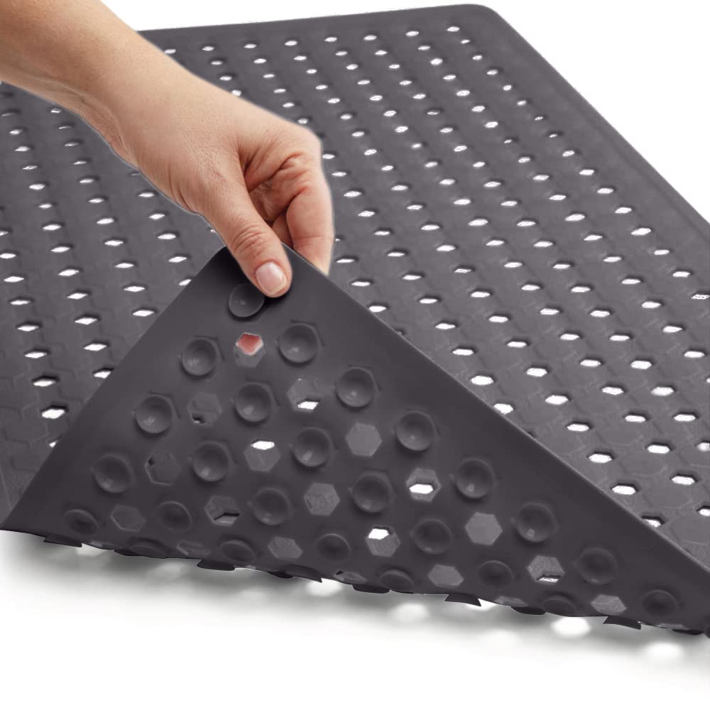 Gorilla Grip Patented Bath Tub Shower Mat, 35x16 Washable Bathtub Floor Mats, Suction Cups and Drain Holes to Keep Tubs Clean, C