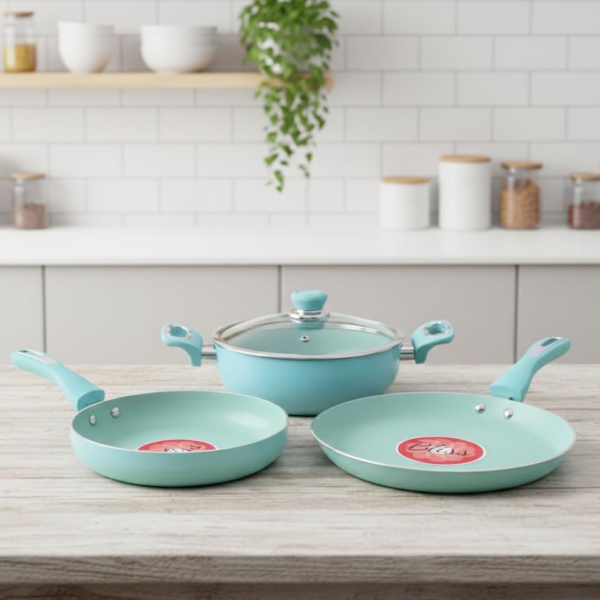 The Better Home Non Stick Cookware Set (Tawa  26Cm, Fry Pan  24Cm, Kadai With Lid  24Cm) | Non Stick Pan Set | Induction Cook