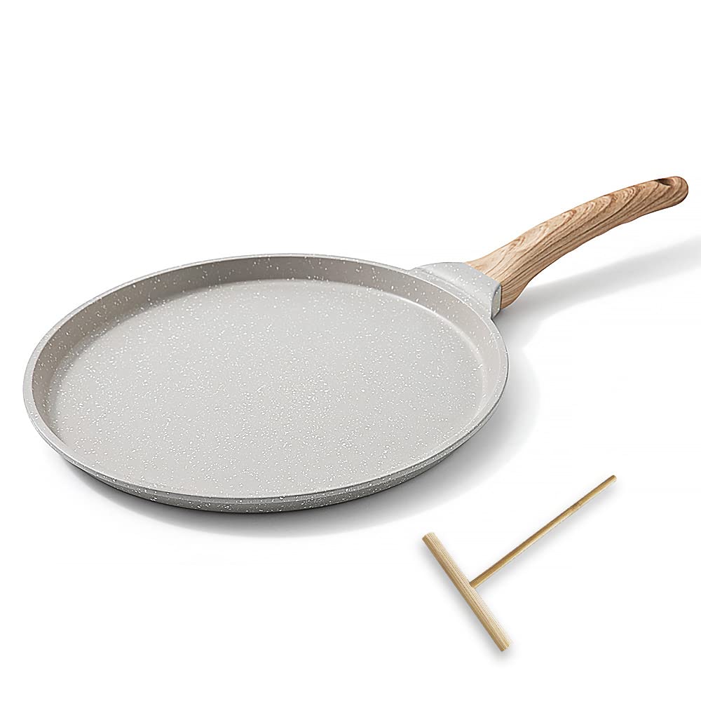 Bobikuke 10 Inch Crepe Pan, Nonstick Pan For Crepes Omelette Tortillas, Dosa Tawa Tortilla Pan, Griddle Pancake Pan For Roti Ind