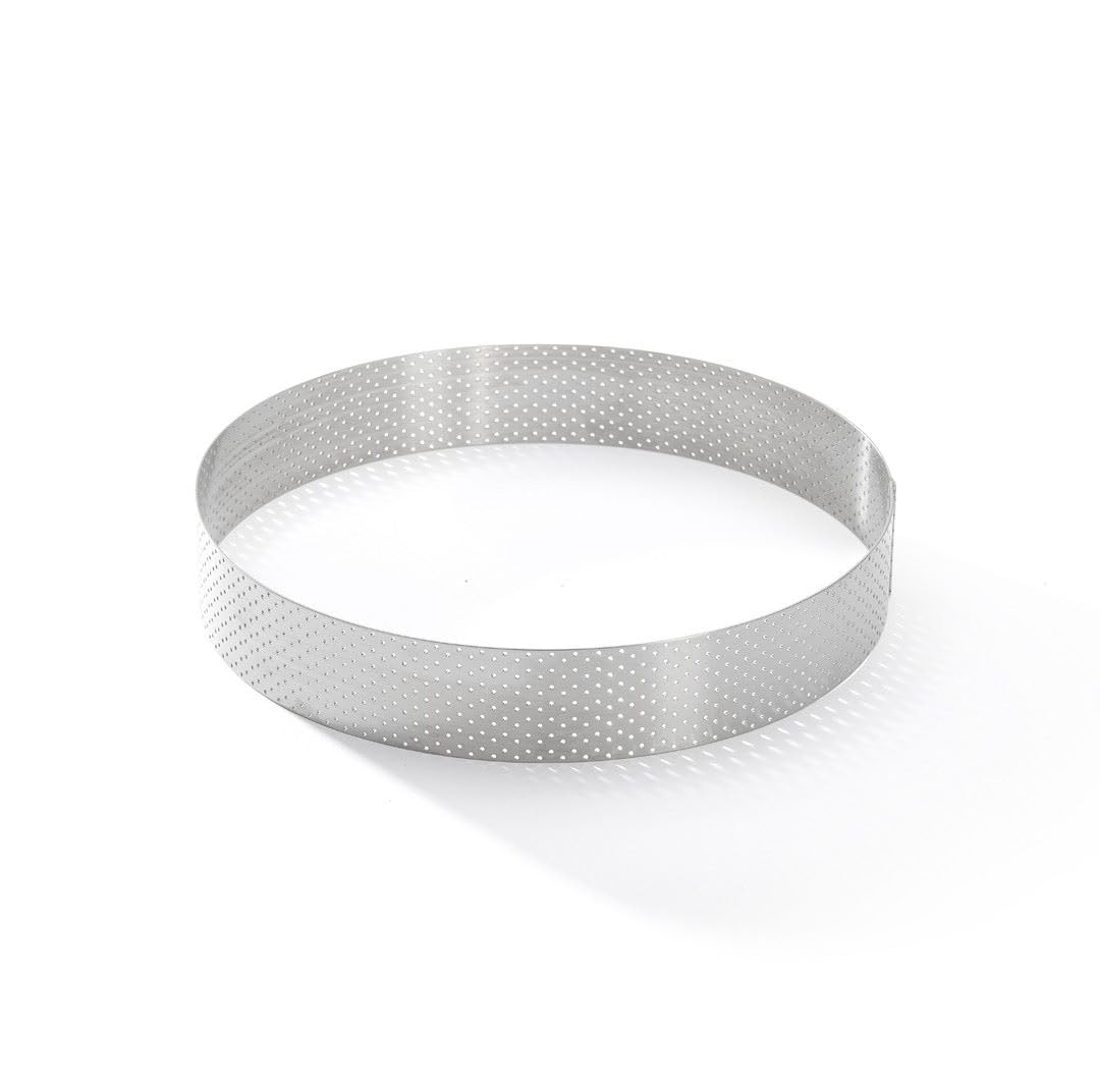 de Buyer Perforated Round Tart Ring - 8    Diameter, 1.4    Height - Perfect for Baking Beautifully Crisp Tarts - Easy to Use & 