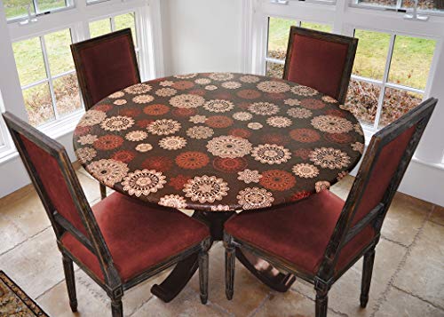 Laminet Elastic Fitted Table Cover - Medallion - Large Round - Fits Tables Up To 45 - 56    Diameter