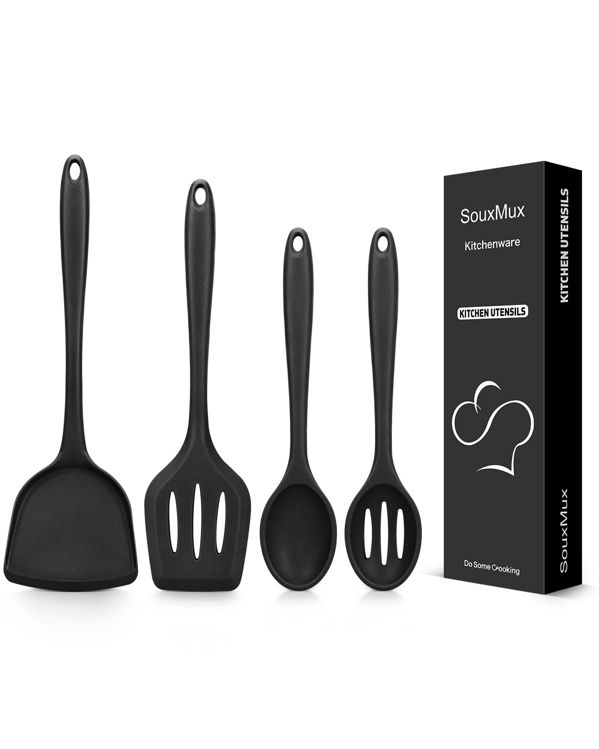 4 Pcs Silicone Kitchen Utensils Set, Wok SpatulasSlotted TurnerCooking SpoonSlotted Spoon, Nonstick BPA Free High Heat Resist