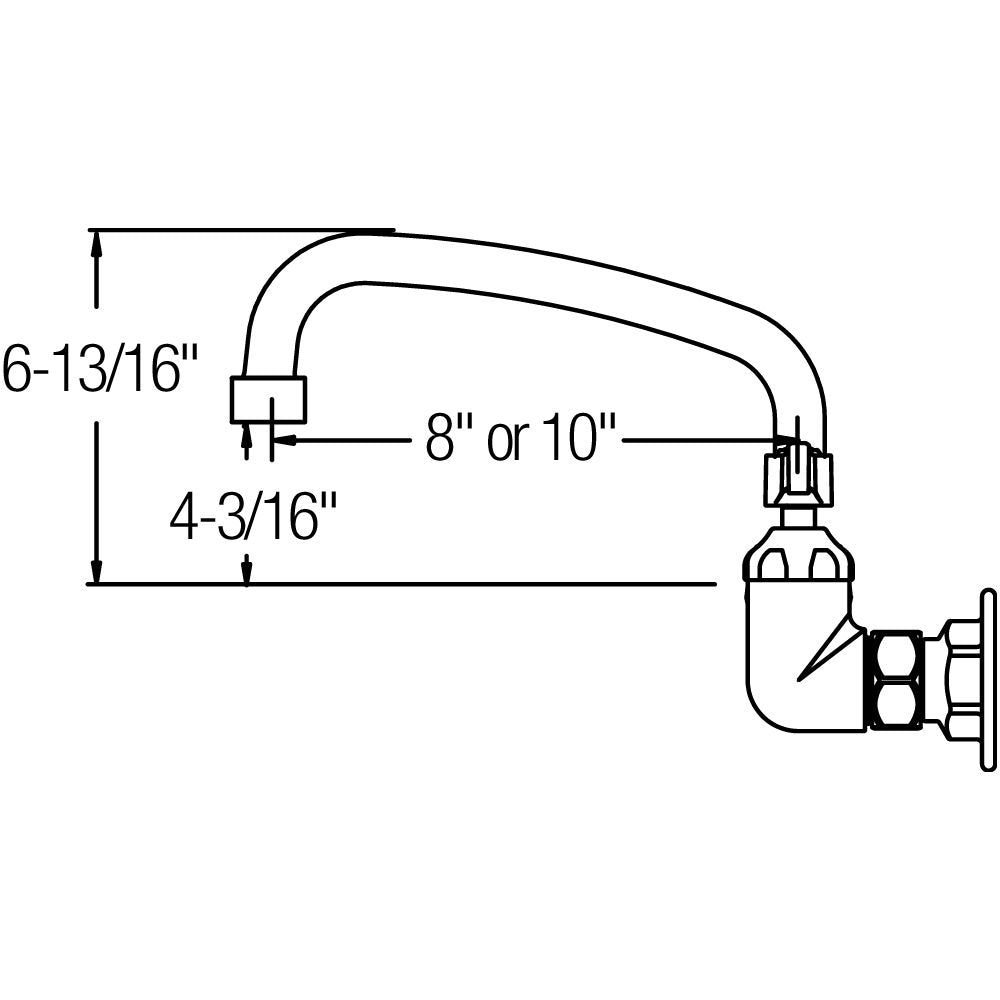 Elkay Foodservice 8'' Centerset Wall Mount Faucet with 10'' Arc Tube Spout 4'' Wristblade Handles 1/2in Offset Inlets