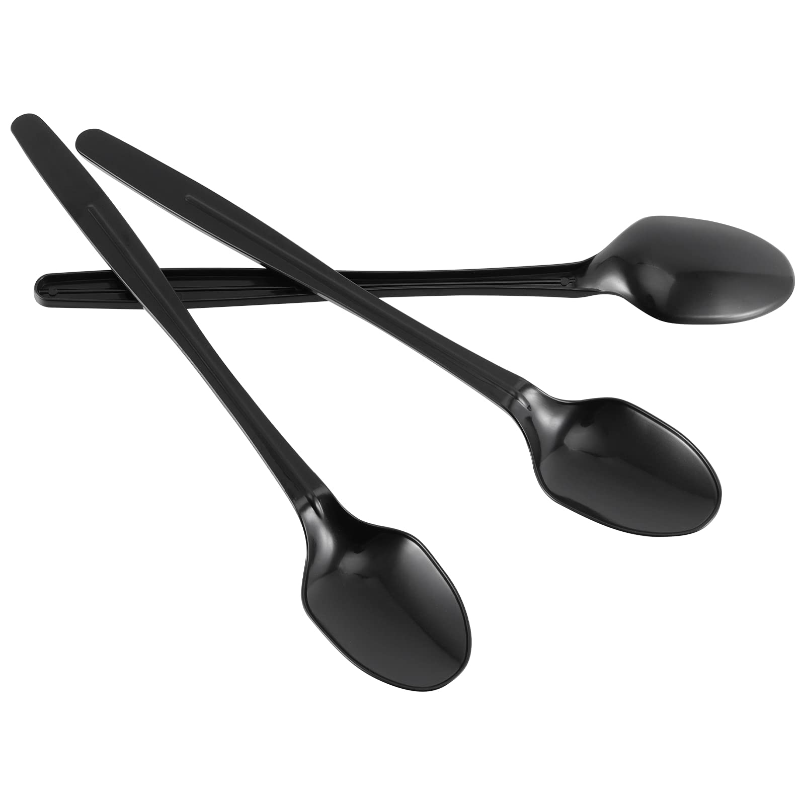 Jeuihau 400 Pcs 8 Inches Individually Wrapped Plastic Spoons, Disposable Soda And Sundae Spoons With Long Handles, Black Plastic