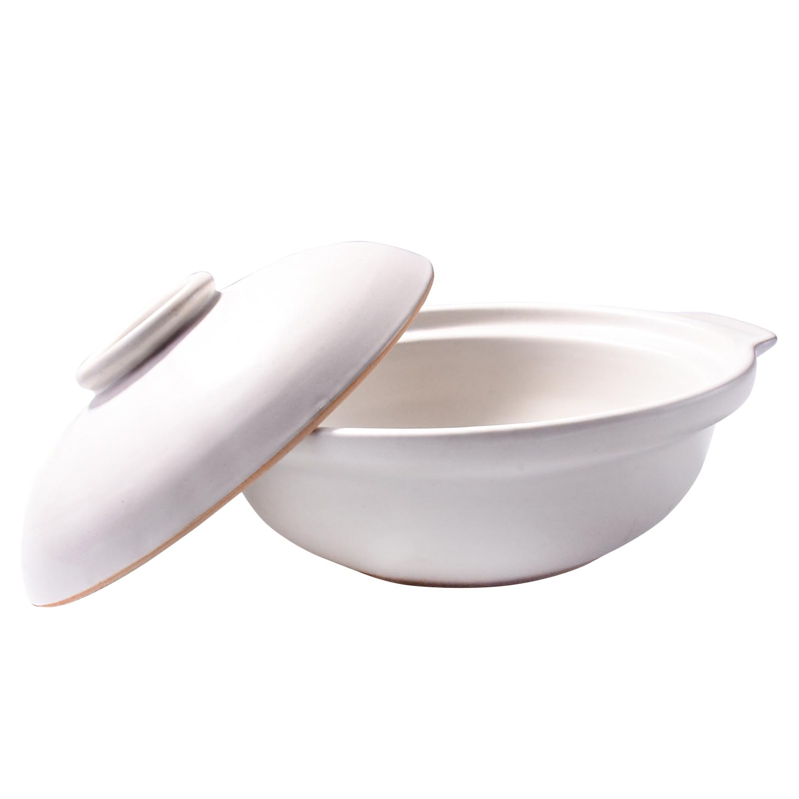 White Ceramic Casserole Pot, 8.2Inch Dutch Oven with Lid for Gas Stoves