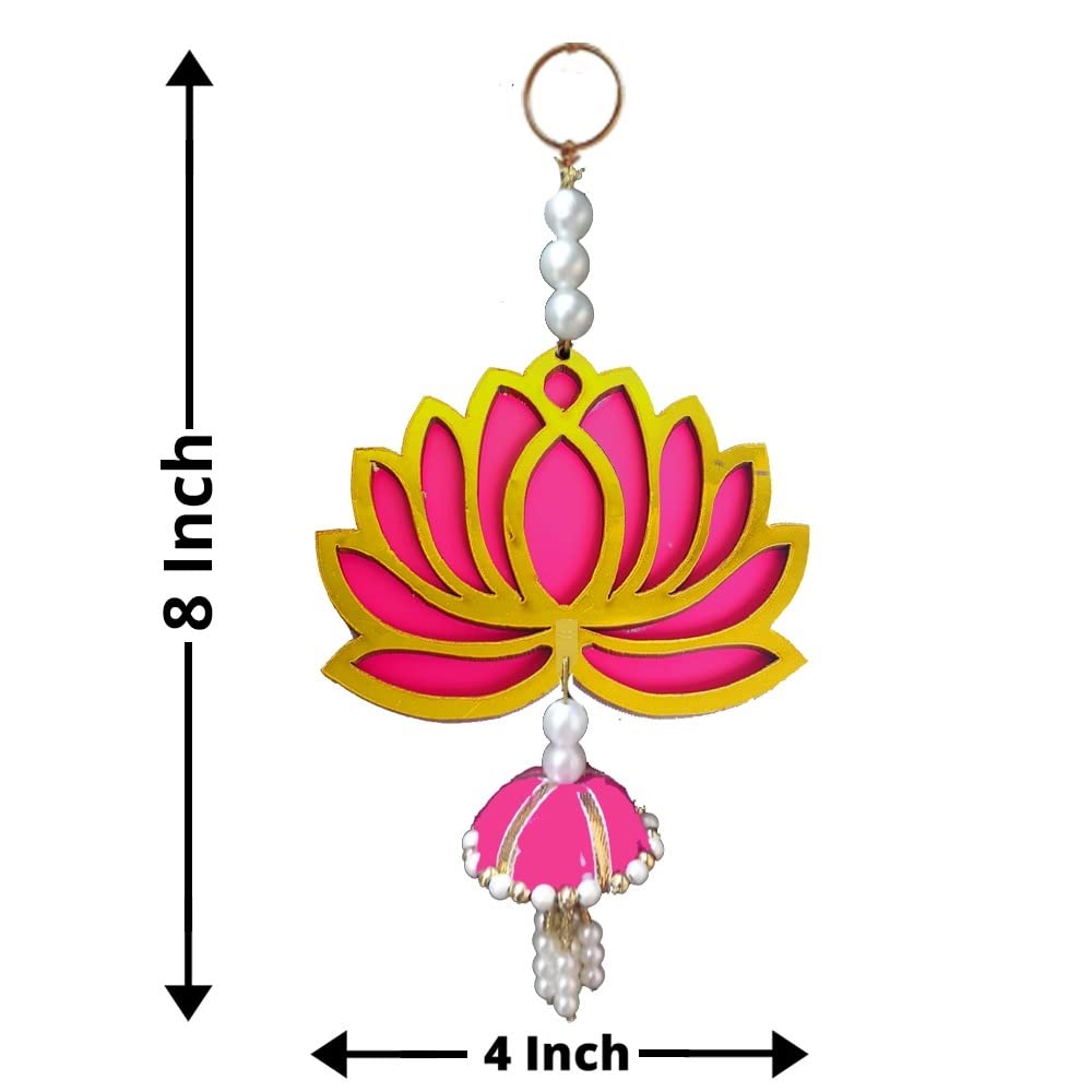GIFT JAIPUR 8 Pc Pink Lotus Jhumka Gift Decorative Showpiece for Diwali Ganesh Chaturthi Pooja Home Wall Decor Temple Marriage W
