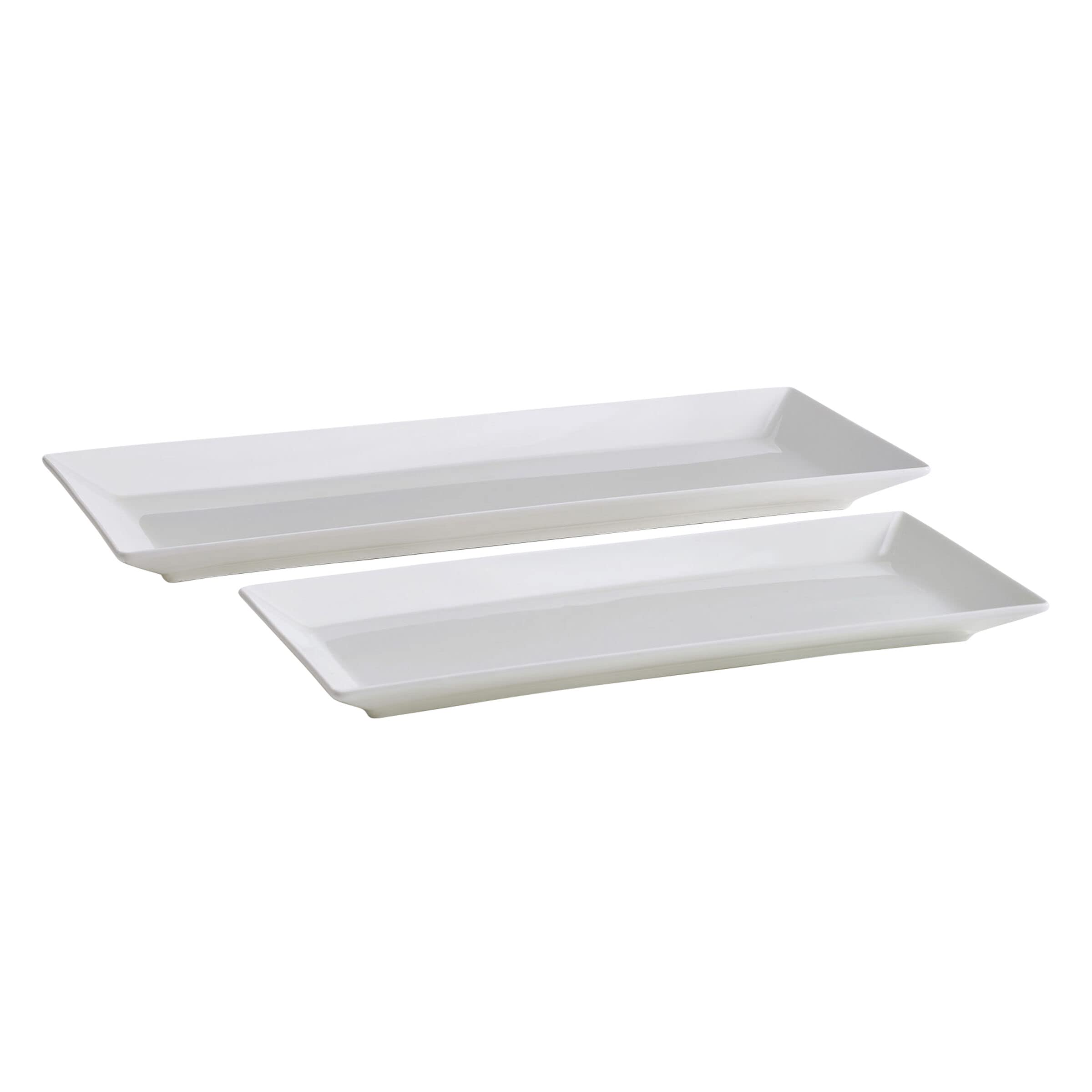 Mikasa Delray Chip Resistant Set Of 2 Platter Serving Tray, 12 And 15 Inch, White