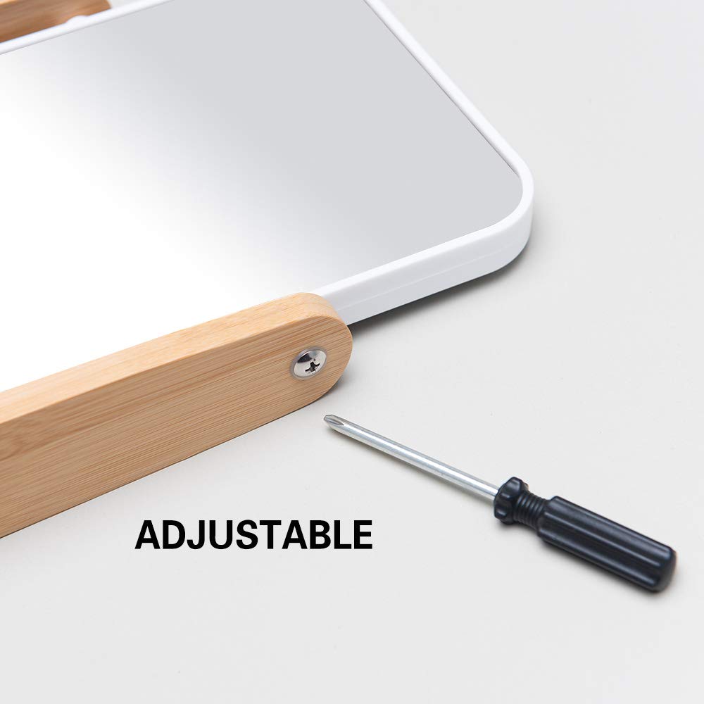 Yeake Vanity Makeup Mirror With Natural Bamboo Stand,8 Inch 1X/3X Magnification Double Sided 360 Degree Swivel Magnifying Mirror