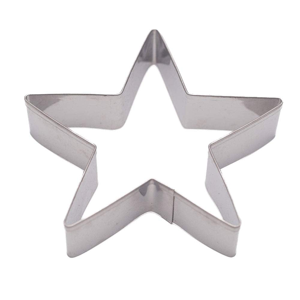 Dadam Star Cookie Cutters Set of 5 - Stainless Steel Five-Pointed Biscuit Molds for Cookies & Fondant - Silver