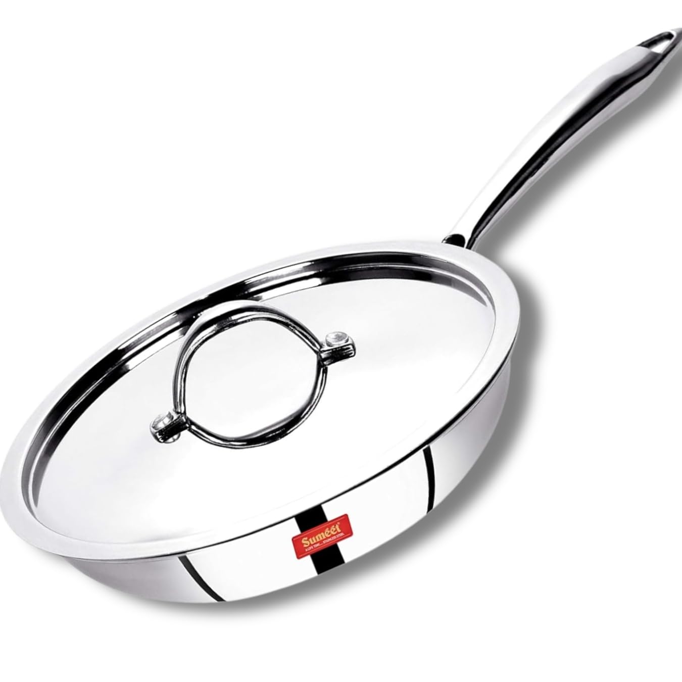 Sumeet Cook Smart Triply Steel-Aluminium-Steel - 3 Layers Fry Pan With Lid - 1.9 Ltr - 24Cm