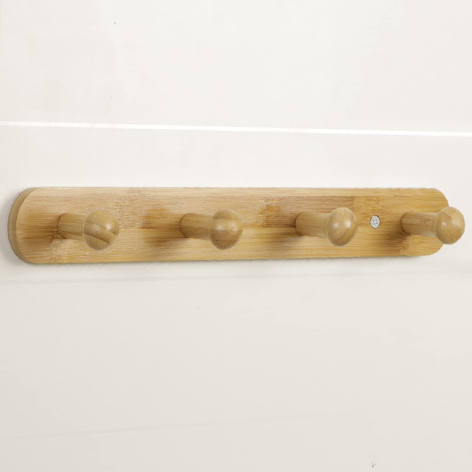 Hokipo Bamboo Wooden Heavy Duty Wall Mounted Hooks For Hanging  4 Hooks Rail (Ar3834)