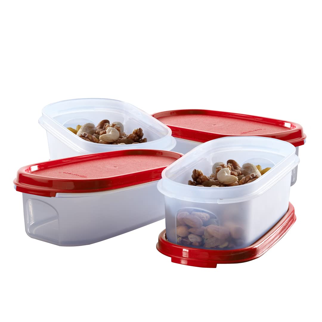 Tupperware Oval Dry Storage Containers 500Ml (Set Of 4, Plastic)  Transparent
