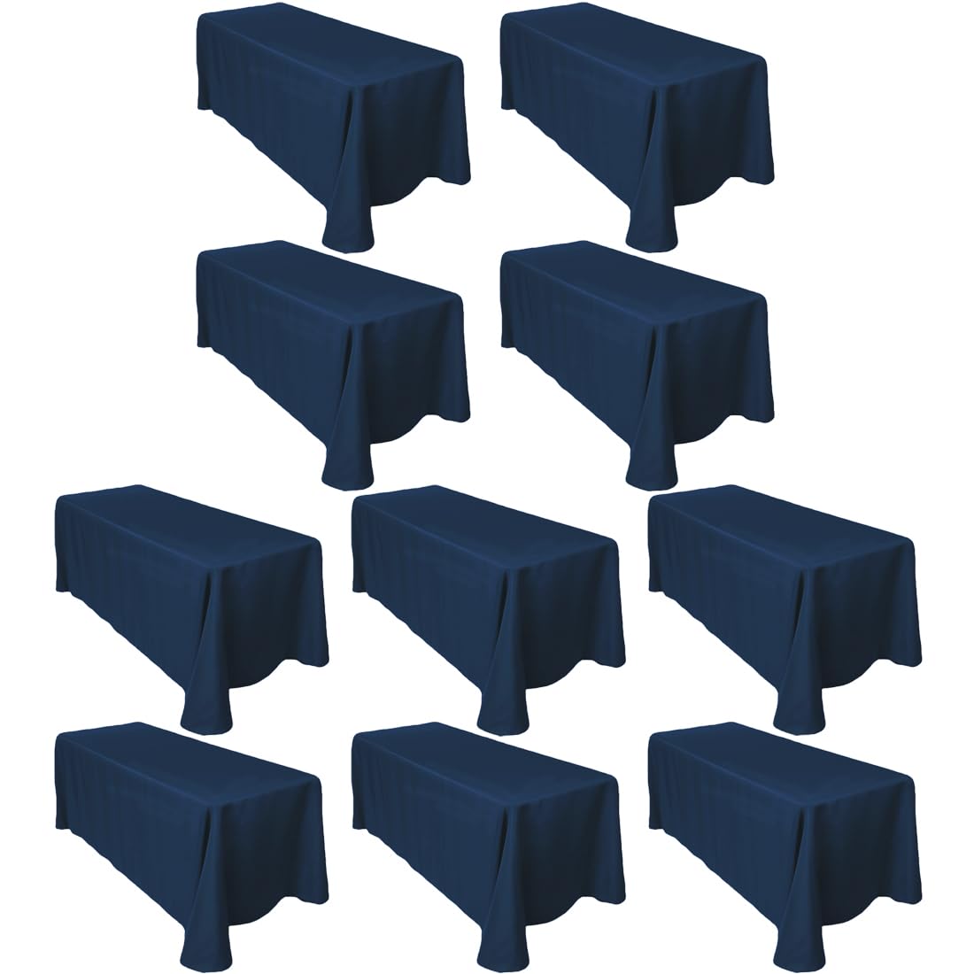 Ltc Linens Bulk 10-Pack Rectangular Tablecloths 90 In X 156 In With Rounded Corners - Navy Blue Table Covers For 8 Ft Table With
