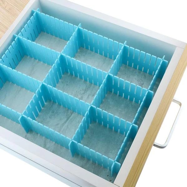 Uniqskins  Adjustable Drawer Organizer Dividers, Pink/Blue/Green, For Kitchen Storage And Organization, Plastic Pp, 6Piece Set