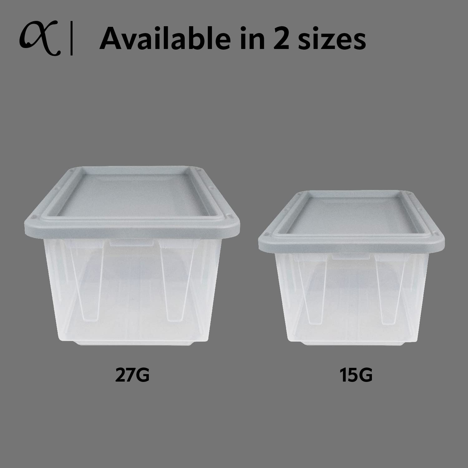 Cx Black & Yellow, 27-Gallon Heavy Duty Clear Storage Container & Snap-Tight Lid, Clear & Grey (14.3   H X 20.6   W X 30.6   D),
