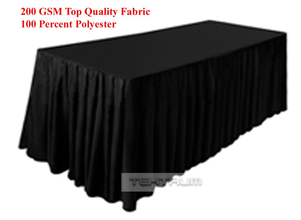 Tektrum 8' Ft Long Fitted Table Skirt Cover For Trade Show - Black Color