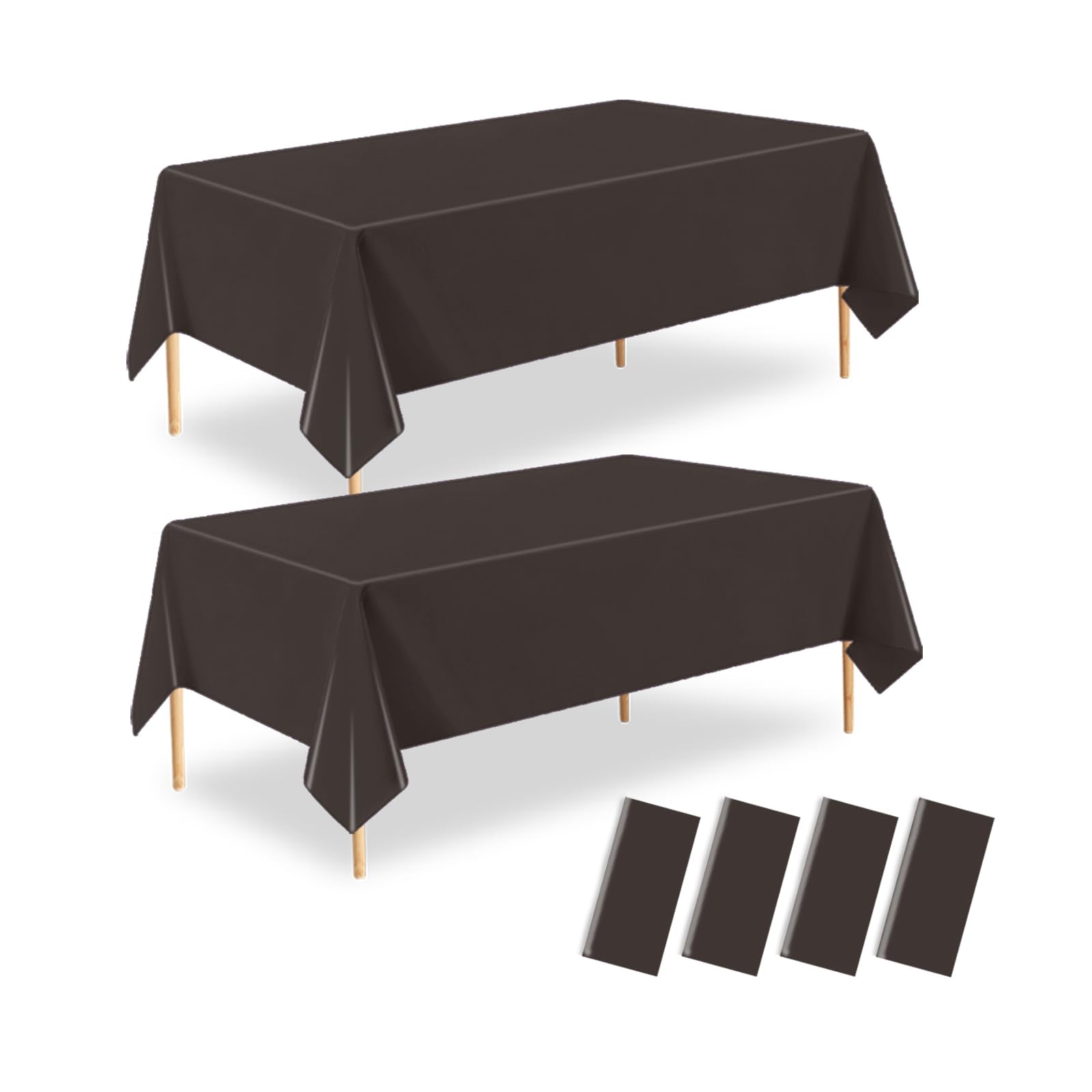 ZHIAXTON 4 Pack Brown Plastic Tablecloth,54 X 108 Inch Disposable Rectangle Table Cloth for Birthday Parties,Bride Wedding,Anniv