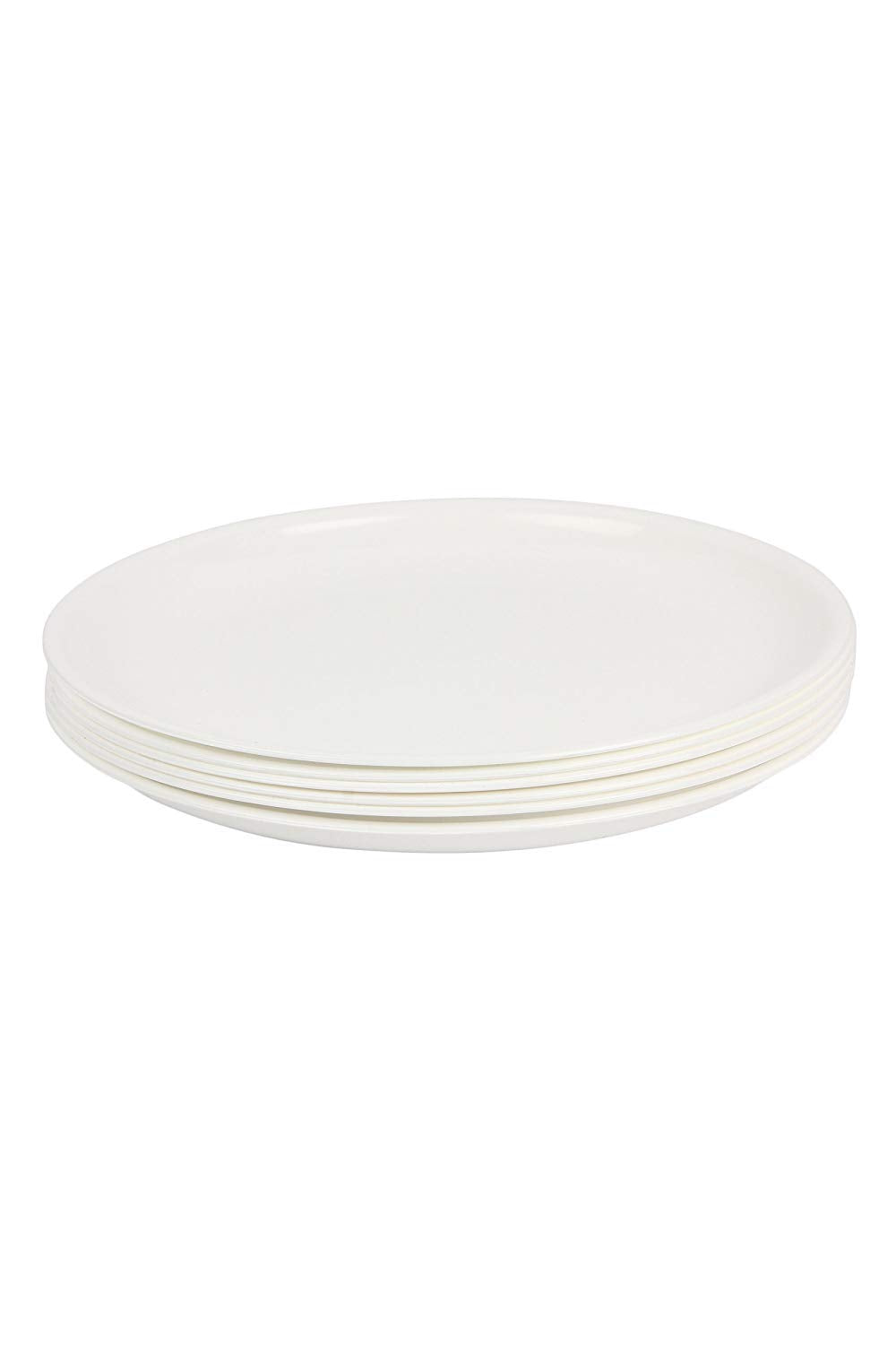 Everbuy Plastic Microwave Safe & Unbreakable Round Full Plates (White) - Set Of 3