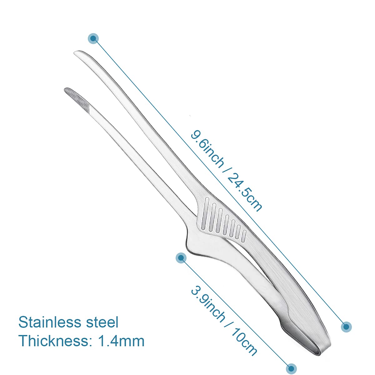 2 Pieces Stainless Steel Grill Tongs For Korean And Japanese Bbq Clean & Convenient Use,Non-Slip Serrated Tips,Ideal For Cooking