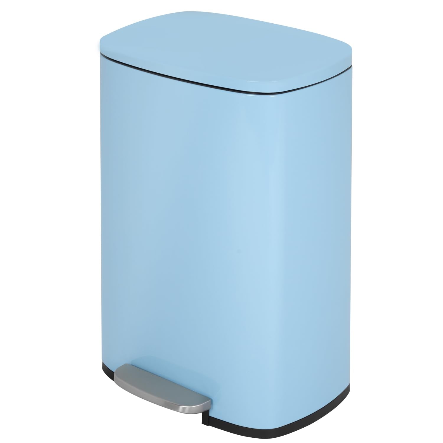 Paylesshere Trash Can Kitchen Stainless Steel Trash Can Trash Can With Lid Removable Inner Bucket Foot Pedal Soft Close For Offi