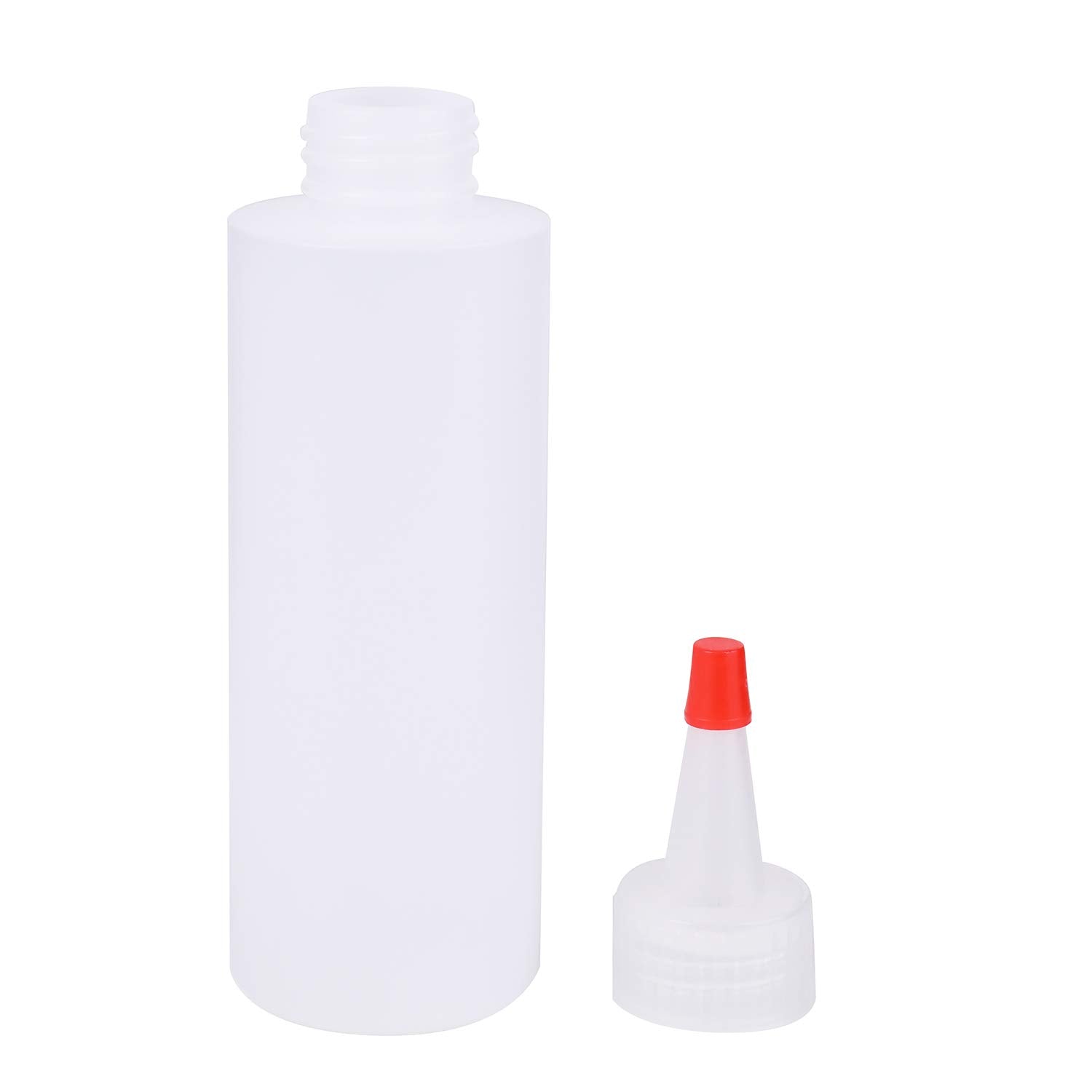 Bekith 30 Pack Small Plastic Squeeze Condiment Bottles With Red Tip Cap, 4 Ounce Squirt Bottle For Ketchup, Bbq, Sauces, Syrup,