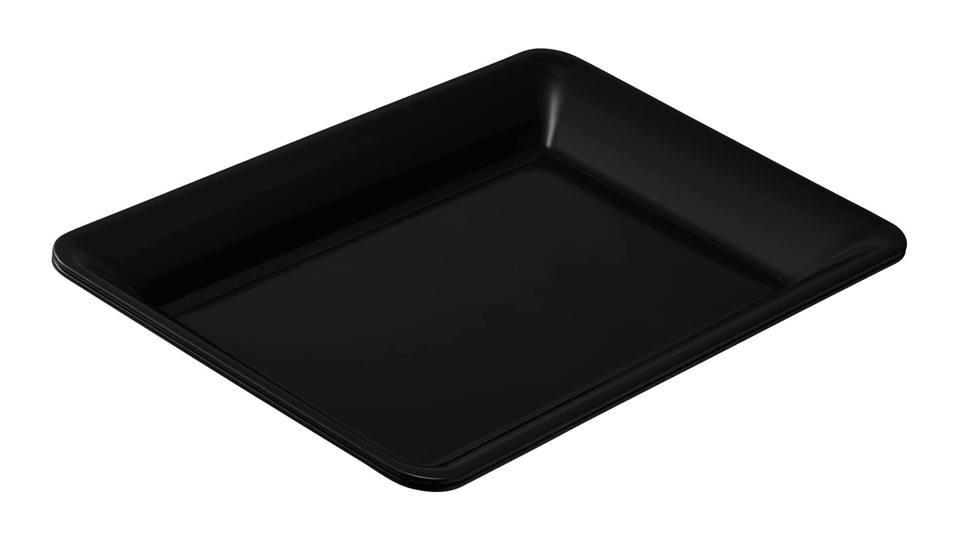 Plasticpro Plastic Serving Trays - Serving Platters Rectangle 10 X 14 Disposable Party Dish Black Pack Of 12