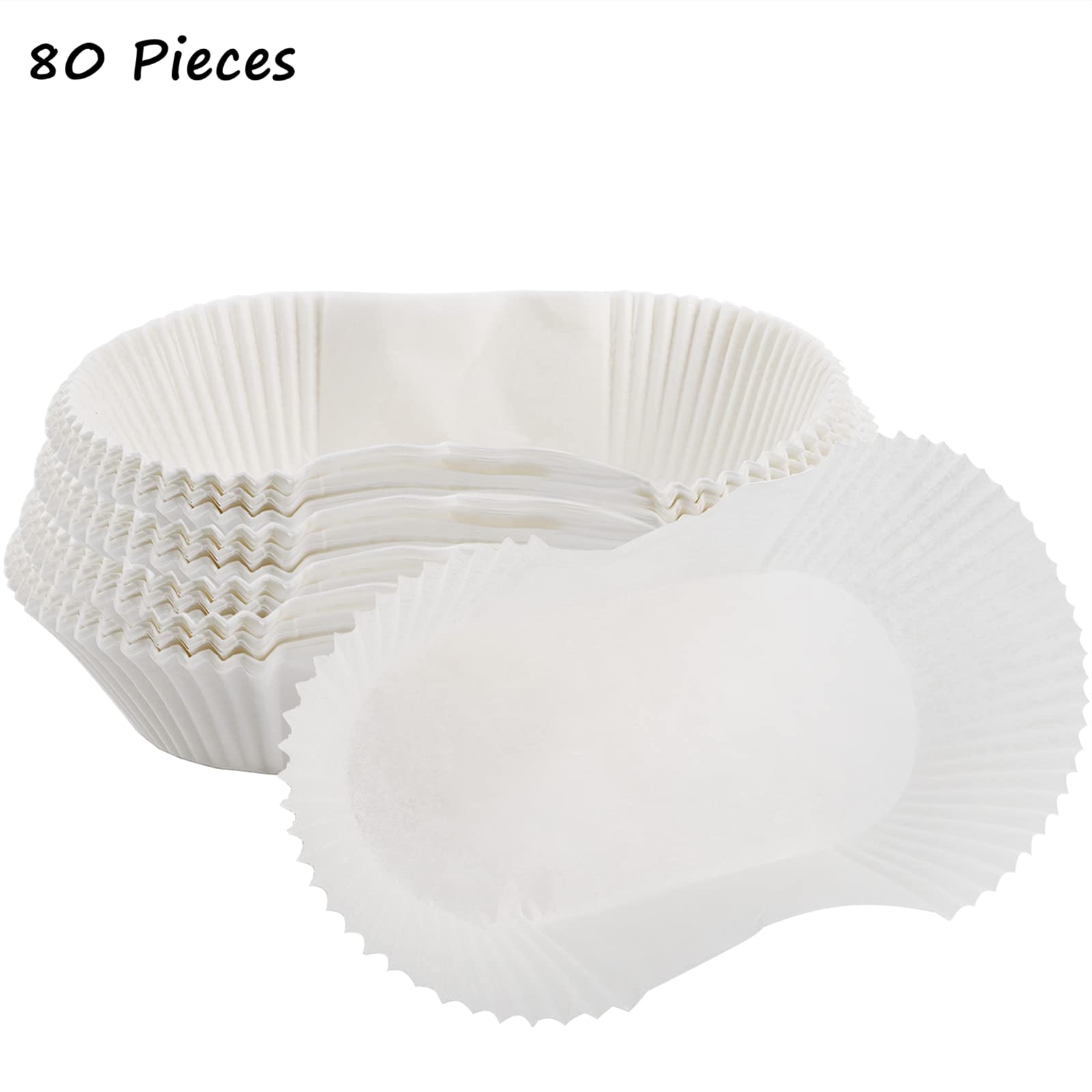 Deayou 80 Pcs Bread Baking Liners, Baking Cups For Cakes, Snacks, Cupcakes, Weddings, Parties, White