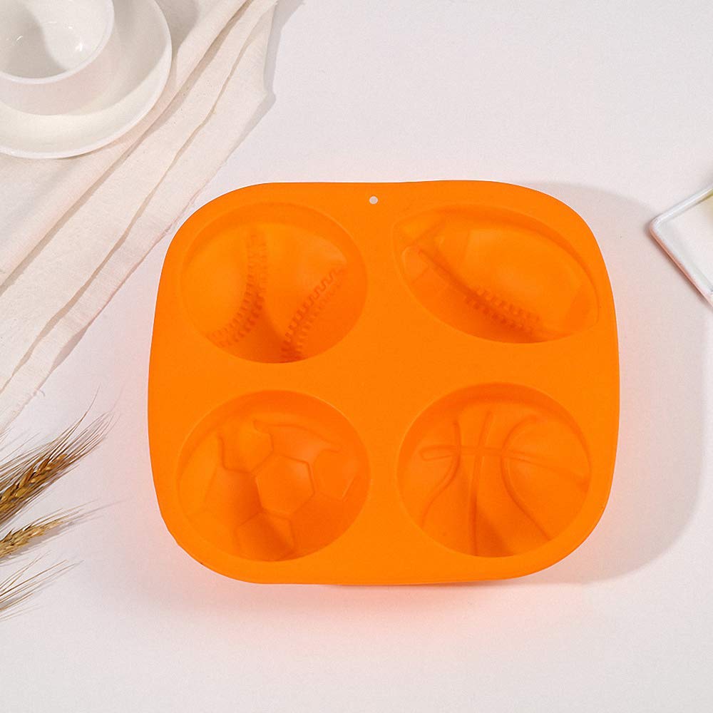 Giant Size Sports Balls Silicone Ice Cube Mold Athlete Basket Ball Rugby Tennis Soccer Football Chocolate Candy Jello Shot Mold